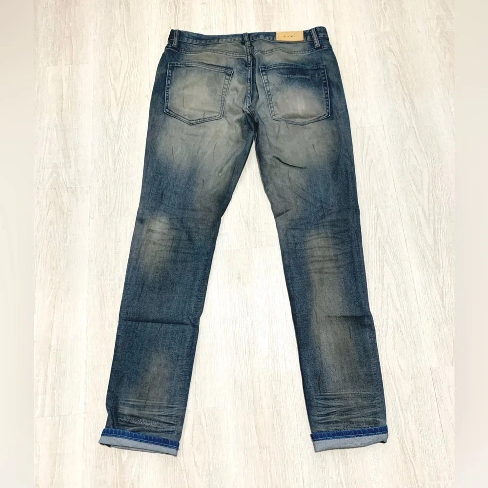 MNML Streetwear Jeans Distressed Blue Denim Sz 34 - Picture 4 of 12